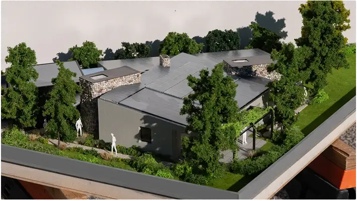 Un dettagliato plastico architettonico di una villa moderna
